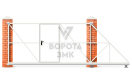 Откатные ворота 12 метров 12000×2200 с калиткой ЗМК-8265