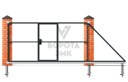 Откатные ворота из профильной трубы каркас 2100×3000 ЗМК-7649