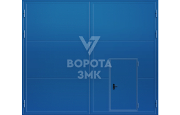 Двупольные распашные ворота EI-30 2500×5000 с калиткой ЗМК-4852